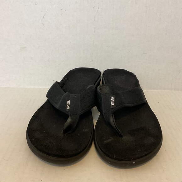 Teva Thong Sandals 8 Black Platform Wedge - Picture 5 of 9